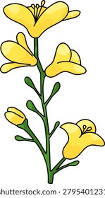 Yellow wildflower vector with botanical style and natural floral illustration