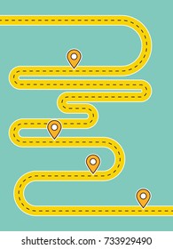 Yellow Winding Road Infographic Template. Travel Or Business Growth Concept. Vector EPS 10