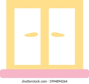 Ventana amarilla, ilustración, sobre fondo blanco.