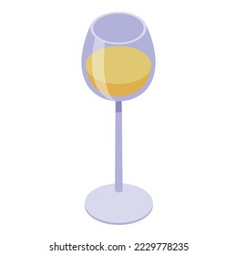 Yellow wine glass icon isometric vector. Sommelier alcohol. Woman party