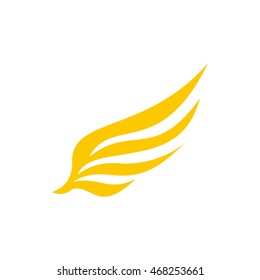 Yellow wing icon in flat style isolated on white background. Flying symbol