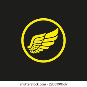 Yellow Wing Logo Design, with Black Background. Very Unique and Different. Suitable for Companies and Businesses in Any Sector. Vector EPS 10
