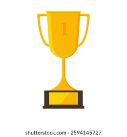 Yellow winner cup. Vector illustration isolated on white background
