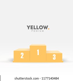 Yellow winners podium. Pedestal. Spotlight Vector illustration eps 10