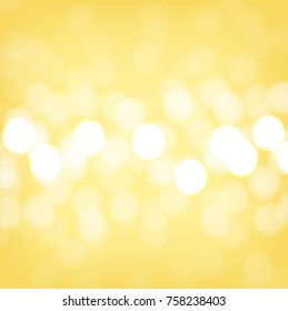 Yellow Winter bokeh background. White snowflakes sparkle abstract pattern. Glitter banner greeting, Christmas, New Year card, invitation, postcard. Shimmer vector illustration sparkling lights