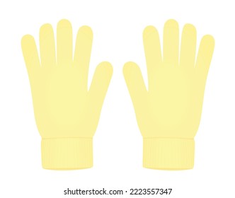 Yellow winter gloves. vector illustration