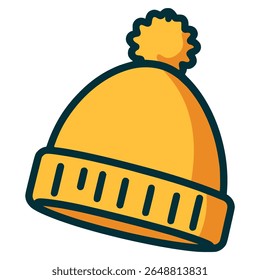 yellow winter hat warm fashion accessories flat color vector illustration template design