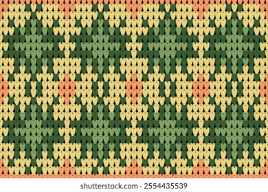 Yellow Winter Holiday Seamless Ikat Knitted Pattern, Stripes knitting texture geometric pattern, design for carpet, batik, fabric, crochet, knitted, sweater, knit embroidery style,clothing, wrapping