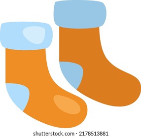 Yellow winter sock, illustration, vector on a white background.
