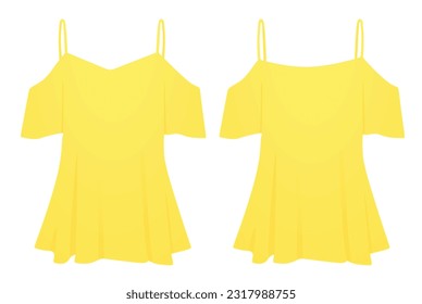 Yellow woman stripe t shirt. vector