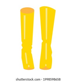 Yellow women's boots Flat vector icon illustration