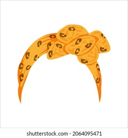 Yellow  womens hair bandana with leopard print vector illustration in a cartoon flat style isolated on white background.