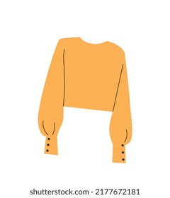 Yellow womens sweater. Icons for clothing website, card with product. Warm clothes for winter or autumn season, protection from cold. Stickers for social networks. Cartoon flat vector illustration