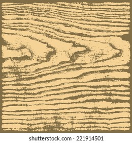 Yellow wood texture background in square format. Realistic plank with annual years circles. Empty natural pattern swatch template. Vector illustration design elements save in 8 eps