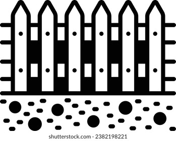 yellow wooden fence for farm fields concept, Picket or flat sticks Fencing vector icon design, Outdoor Decor symbol, Farm and Plant sign, Mulching and Landscaping stock illustration