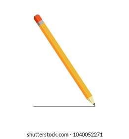 Yellow wooden pencil. pencil draws a strip. vector illustration on white background