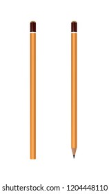 Yellow wooden pencils, classic yellow vector pencil. EPS 10