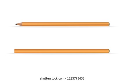 Yellow wooden pencils, classic yellow vector pencil with shadow. EPS 10