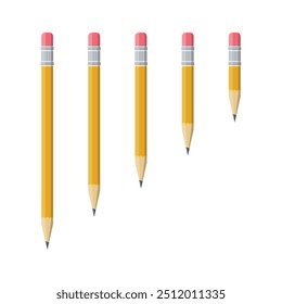 Yellow Wooden Sharp Pencil Vector Illustration