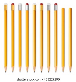 Yellow wooden sharp pencils