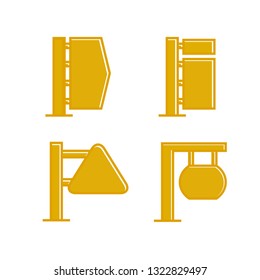 yellow wooden signpost and signage icons