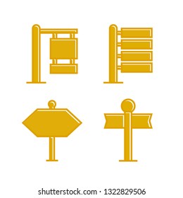 yellow wooden signpost and signage icons
