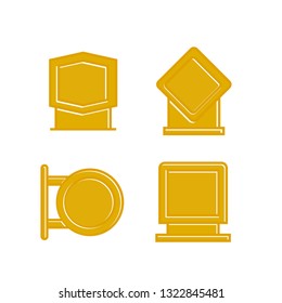 yellow wooden signpost and signage icons