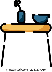 Yellow wooden table, illustration, vector on a white background.