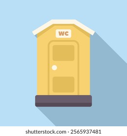 Yellow wooden toilet with a wc sign, providing essential sanitation facilities