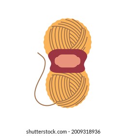 yellow wool for knitting isolated icon