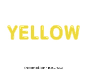 Yellow word with glossy shiny varnish effect and flares vector title isolated on white background for design 