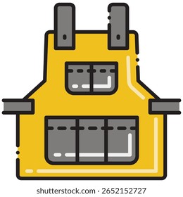 Yellow Work Apron with Pockets and Gray Straps Icon