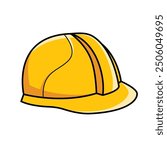yellow worker protective helmet, as a work safety tool, vector illustration.