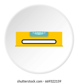 Yellow working tool bubble level icon in flat circle isolated on white vector illustration for web