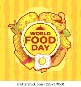 Yellow World Food Day with Handdrawn Style