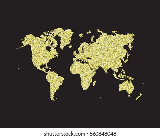 yellow world map point. abstract background. vector illustration