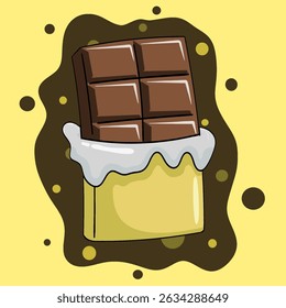 yellow wrapped chocolate bar vector illustration.