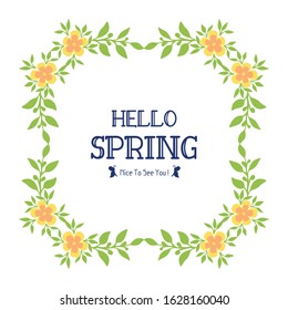 Yellow wreath beautiful frame, for hello spring greeting card wallpaper design. Vector