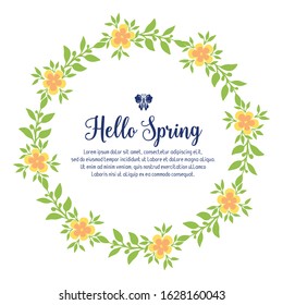 Yellow wreath beautiful frame, for hello spring greeting card wallpaper design. Vector