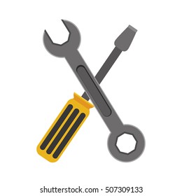yellow Wrench and gray screwdriver