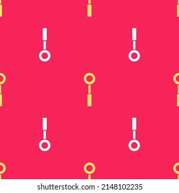 Yellow Wrench spanner icon isolated seamless pattern on red background.  Vector Illustration