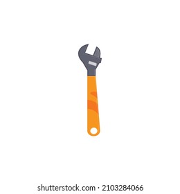 Yellow wrench. This construction-themed vector illustration can use for icons, logos, stickers, patches, labels, signs, badges, certificates, or flayer decorations.