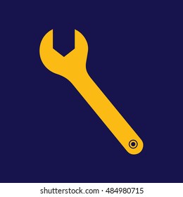 Yellow wrench tool vector illustration. Blue background