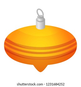 Yellow xmas cone toy icon. Isometric of yellow xmas cone toy vector icon for web design isolated on white background