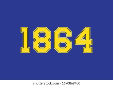 Texto del año Amarillo 1864 sobre fondo azul.