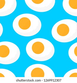 Yellow yolk chicken egg seamless pattern. Vector in flat style