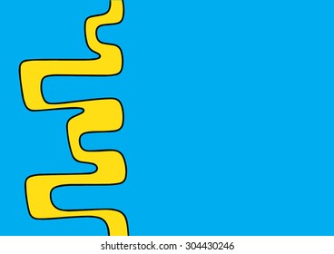 Yellow zigzag doodle stripe on blue background.