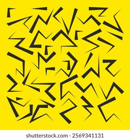 Yellow ZigZag Pattern, Dynamic abstract pattern with black zigzags on a yellow background.