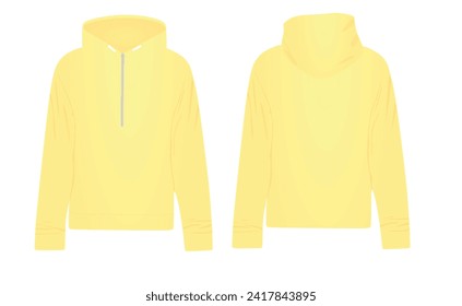 Yellow   zipper hoodie. vector illustration