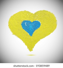 Yellow-blue heart, flag of Ukraine,  vector illustration